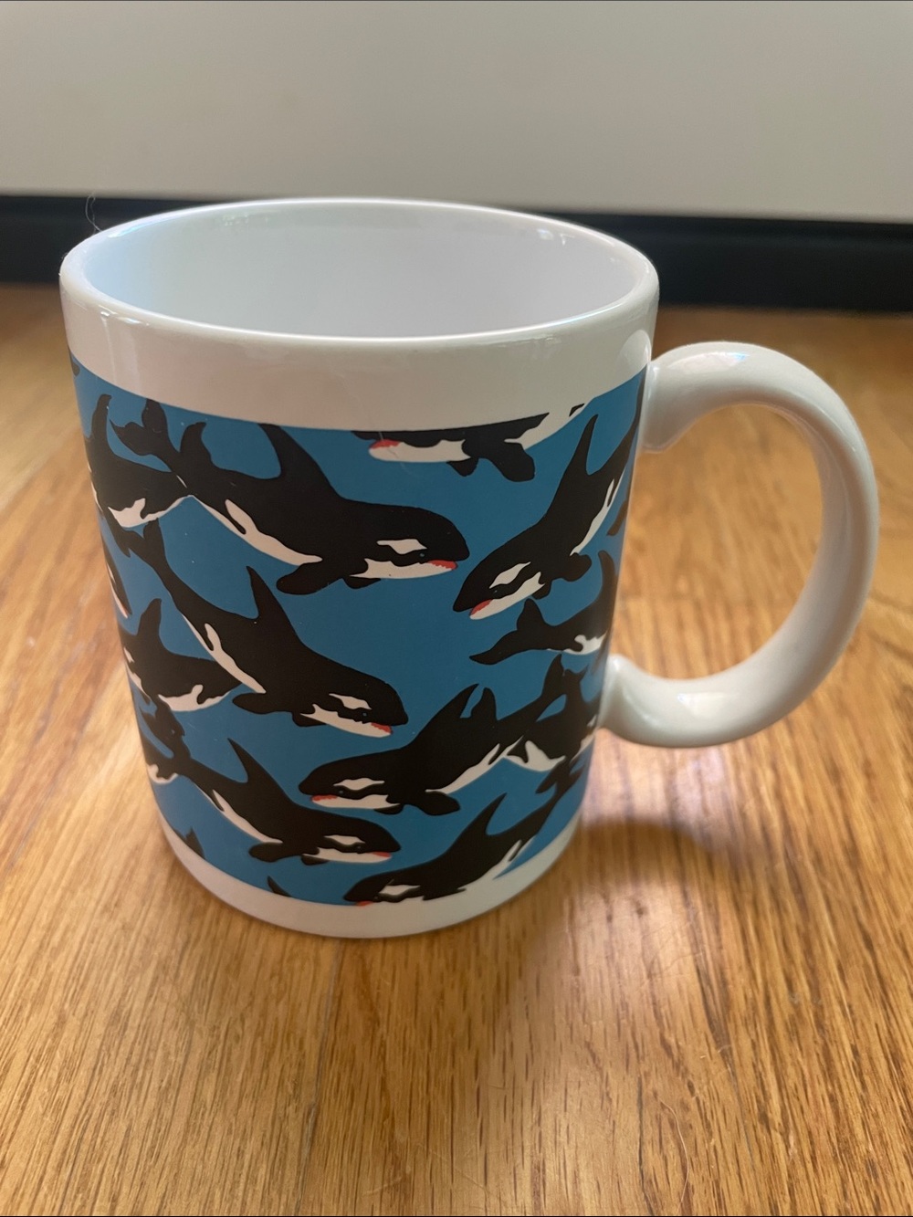 Vintage Orca Pattern Ceramic Coffee Mug featuring James Harter 1989 design
